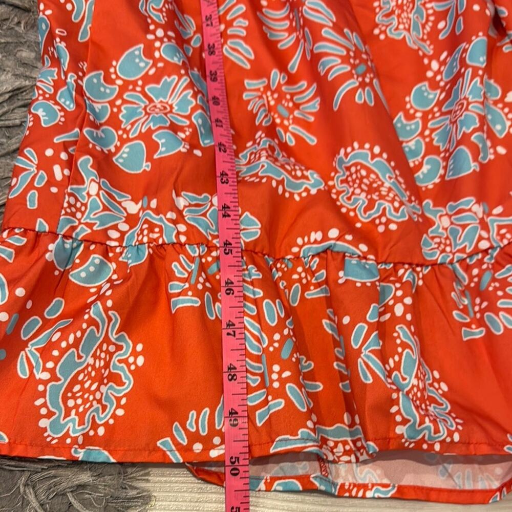 Cupshe Orange and Teal Cut out back strappy Sleeveless Maxi Sundress - Picture 4 of 10